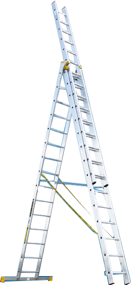 Лестница усиленная трехсекционная. Рабочая высота: 3,50 m – 16,10 m